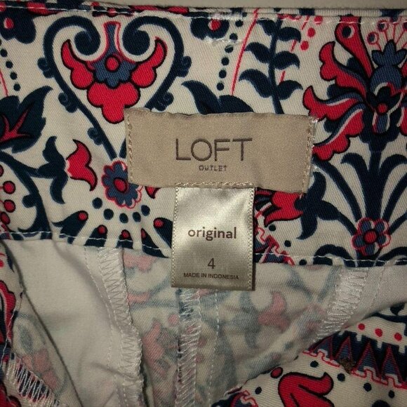 Loft Womens Original Crop Fit Patterned Pants Size 4 Floral Paisley - Picture 5 of 8